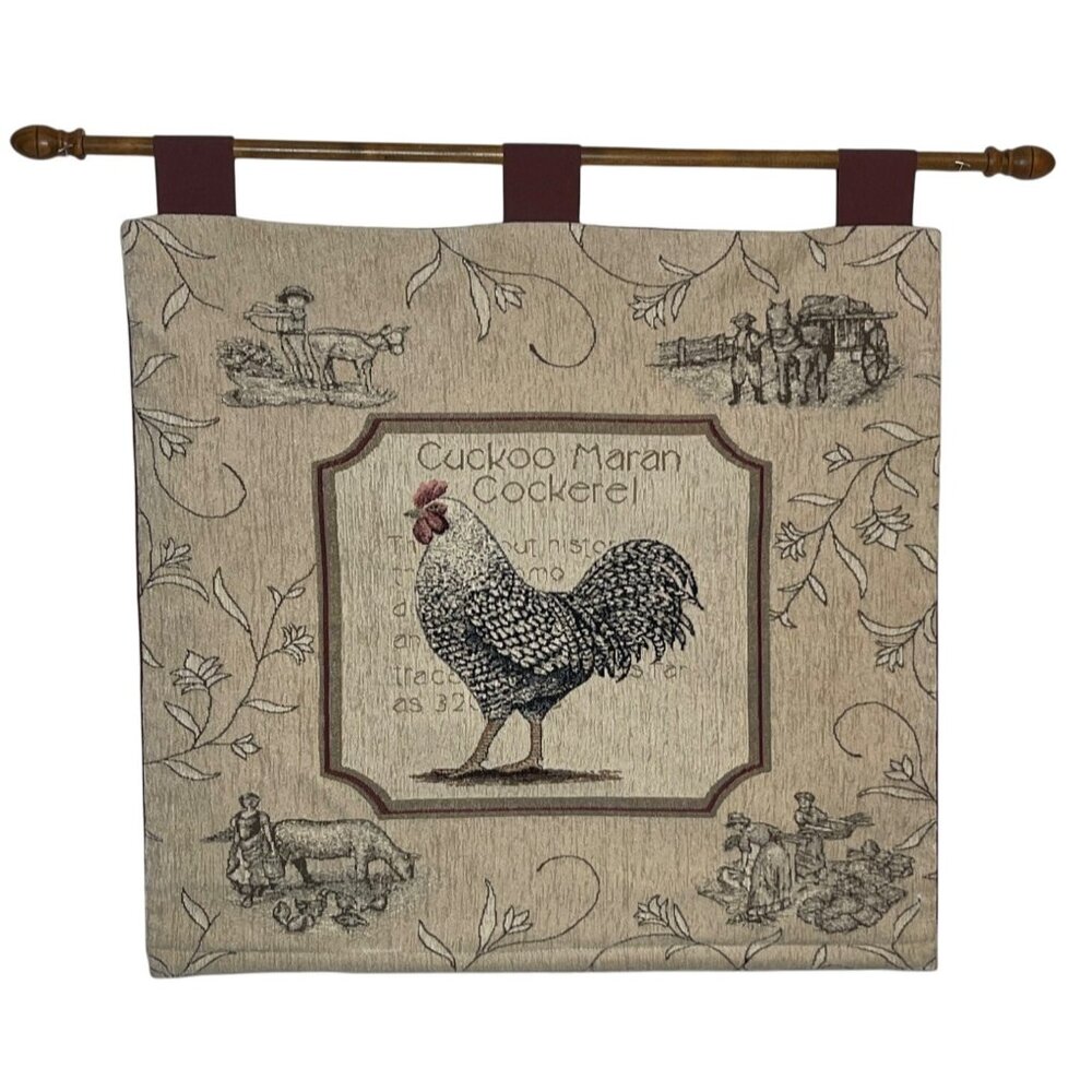 Tapestry Wall Hanging Cuckoo Maran Cockerel French Country Rustic Farmhouse
